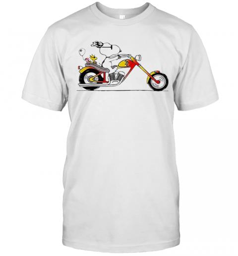Snoopy And Woodstock Riding A Motorcycle T-Shirt