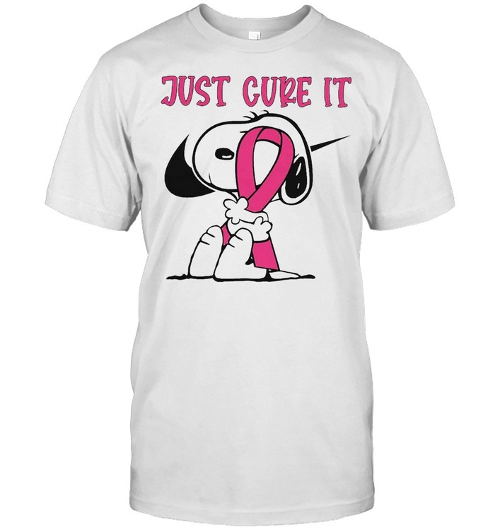 Snoopy Hug Breast Cancer Just Cure It Nike Pink T-Shirt Snoopy Hug Breast Cancer Just Cure It Nike Pink T-Shirt