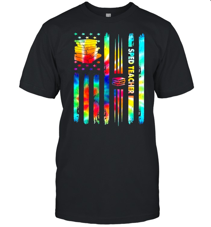 Sped Teacher Hippie Colors American Flag T-Shirt