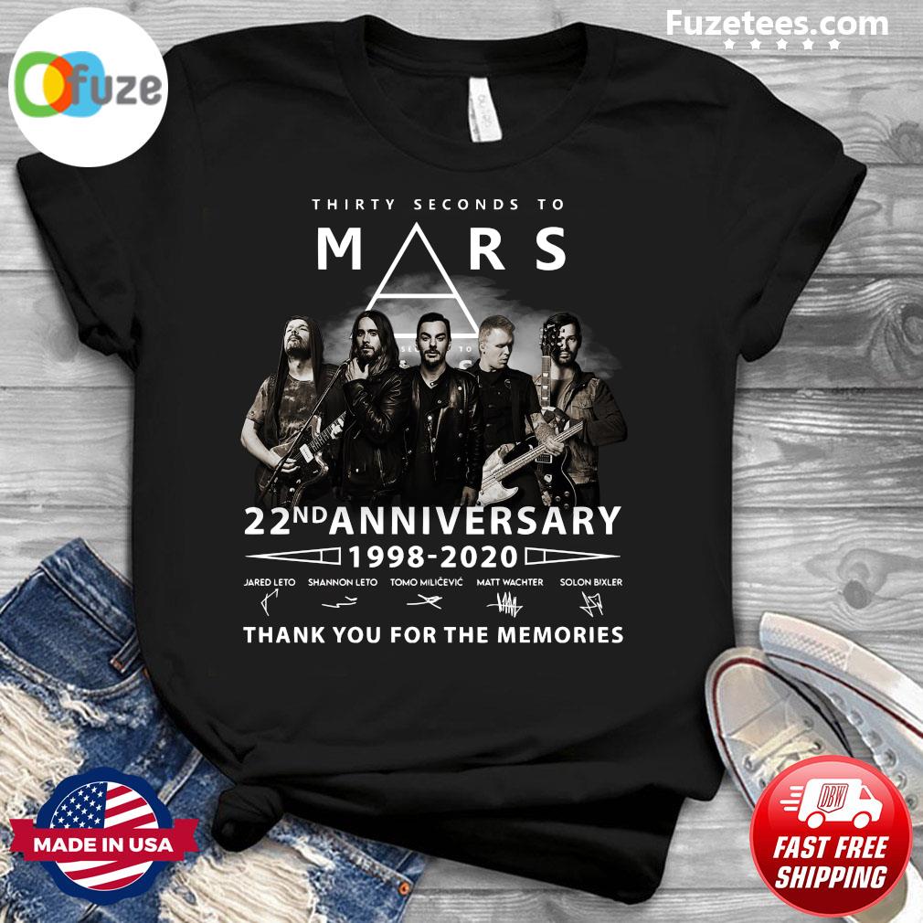 Thirty Seconds To Mars 22Nd Anniversary 1998 2020 Thank You For The Memories Signatures T-Shirt