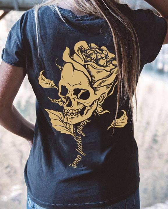 Zero Fucks Given Skull Rose T-Shirt