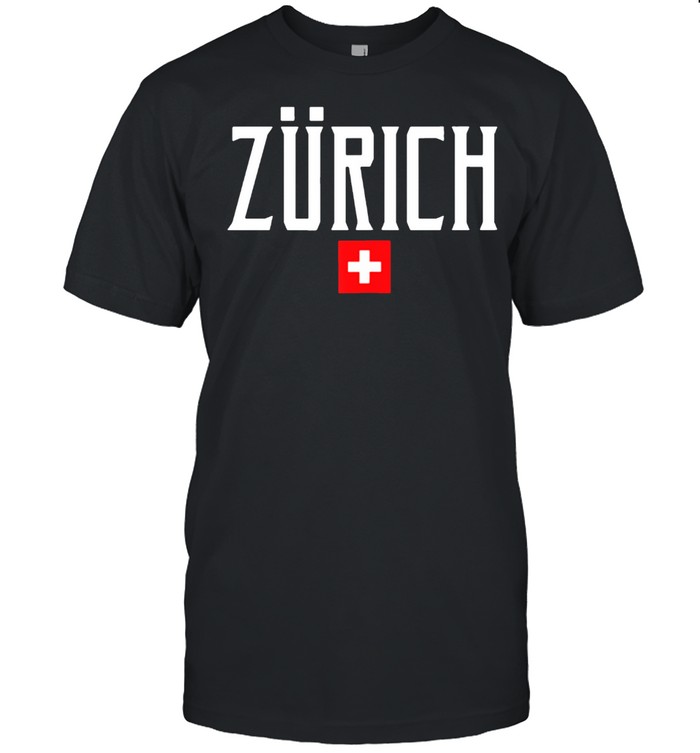 Zurich Switzerland Flag Vintage White Text T-Shirt