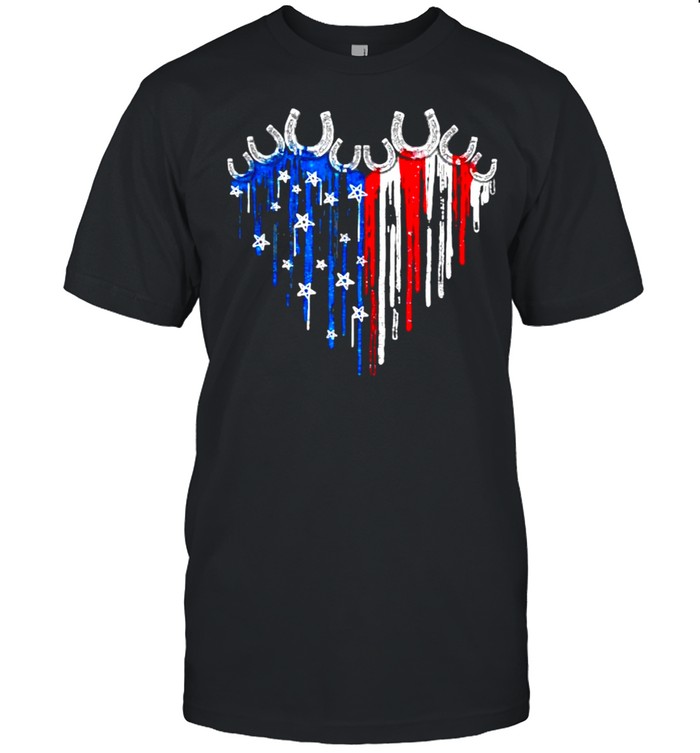 Horseshoe Heart American Flag Independence Day T-Shirt