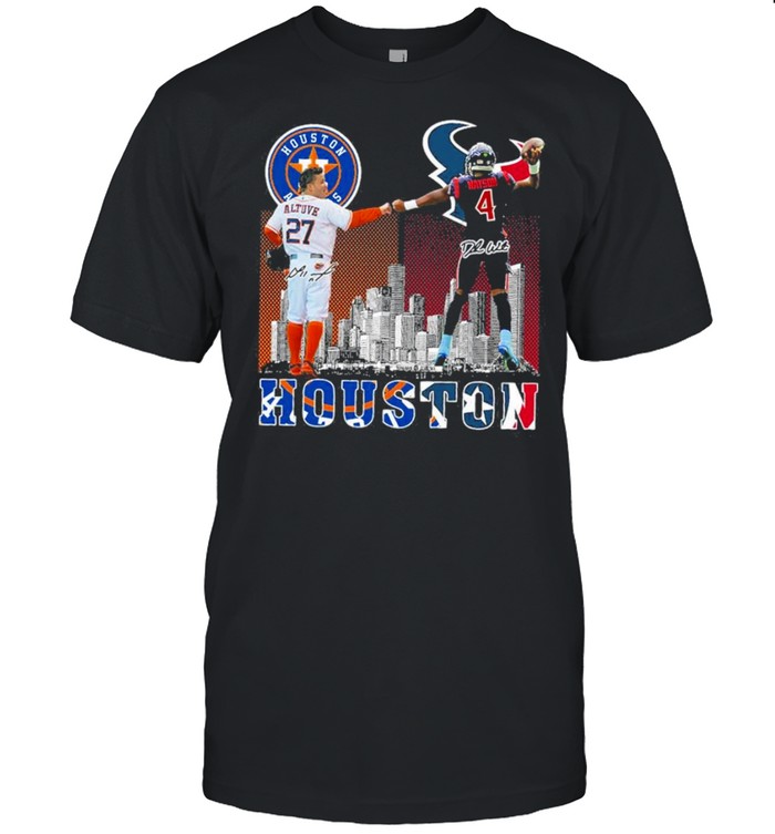 Houston Astros Alitove 27 And Watson New Texans City Signature T-Shirt