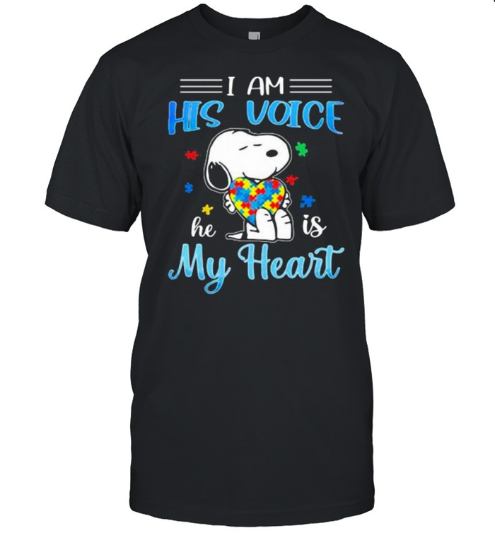 I Am His Voice He Is My Heart Snoopy Autism T-Shirt