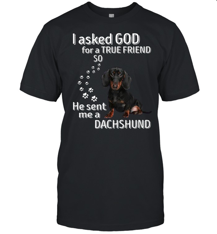 I Asked God For A True Friend So He Sent Me A Dachshund T-Shirt