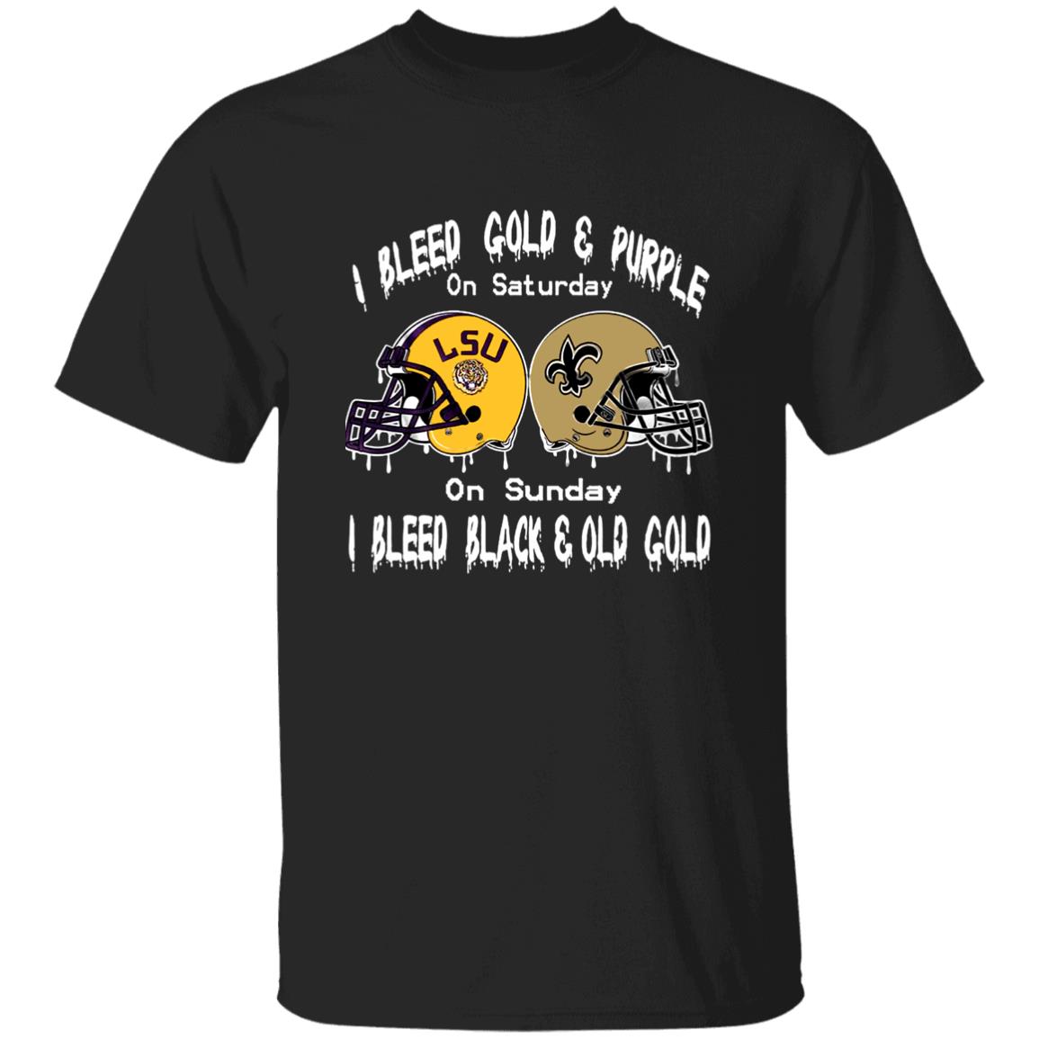 I-Bleed-Gold-And-Purple-On-Saturday-On-Sunday-I-Bleed-Black-And-Old-Gold-Lsu-Tigerers-New-Orleans-Saints G500 Gildan 5.3 Oz. T-Shirt I-Bleed-Gold-And-Purple-On-Saturday-On-Sunday-I-Bleed-Black-And-Old-Gold-Lsu-Tigerers-New-Orleans-Saints G500 Gildan 5.3 Oz. T-Shirt
