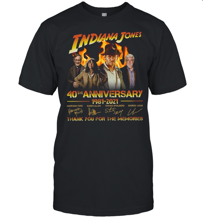 Indiana Jones 40Th Anniversary 1981-2021 Signatures Thank You For The Memories T-Shirt
