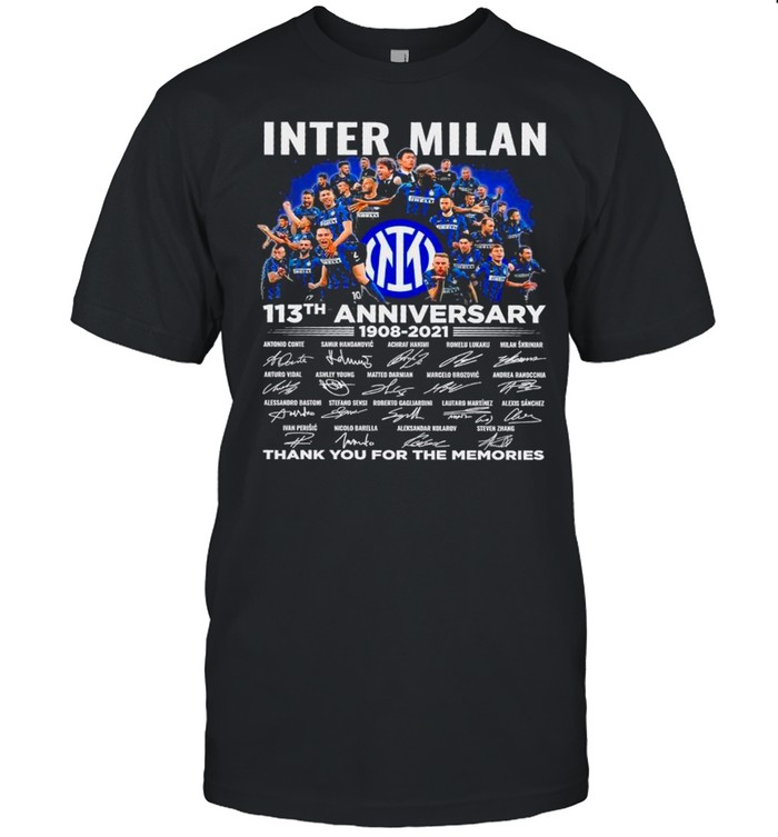 Inter Milan 113Th Anniversary 1908 2021 Signatures Thank You For The Memories T-Shirt