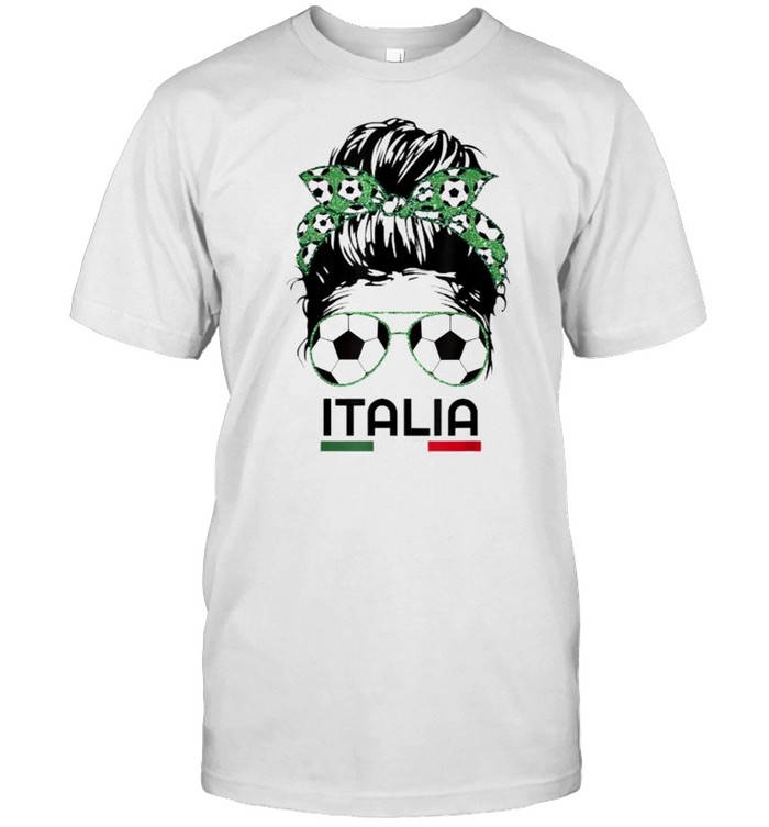 Italia Messy Bun Football Italian Soccer Lover T-Shirt