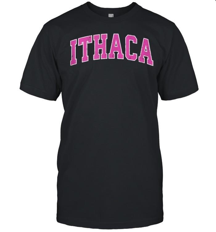 Ithaca York Ny Vintage Sports Design Pink T-Shirt