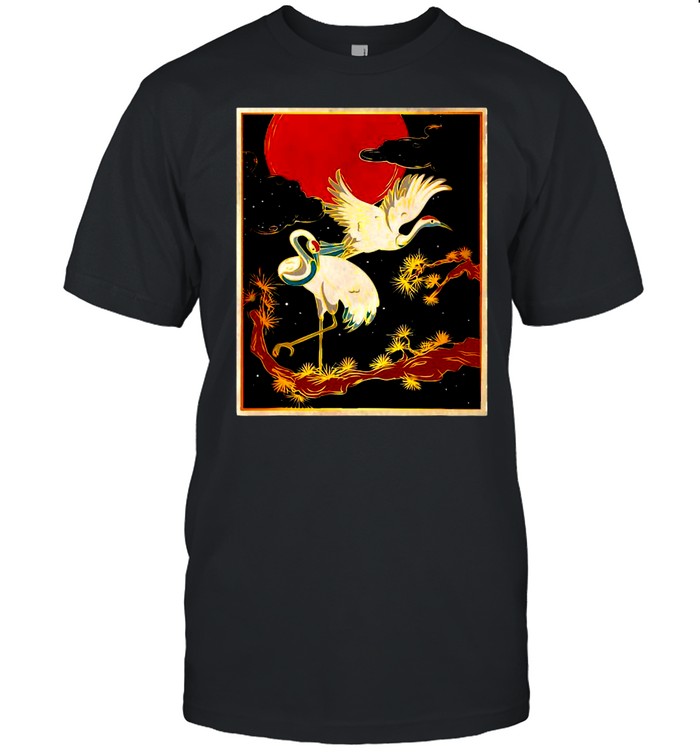 Japanese Hokusai Cherry Crane T-Shirt