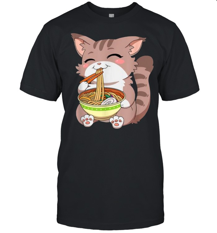 Japanese Kawaii Anime Cat Ramen Noodles T-Shirt