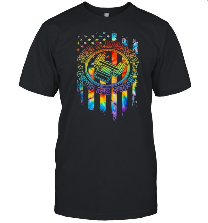 Jeep And Whiskey Gets Me Frisky Flag T-Shirt