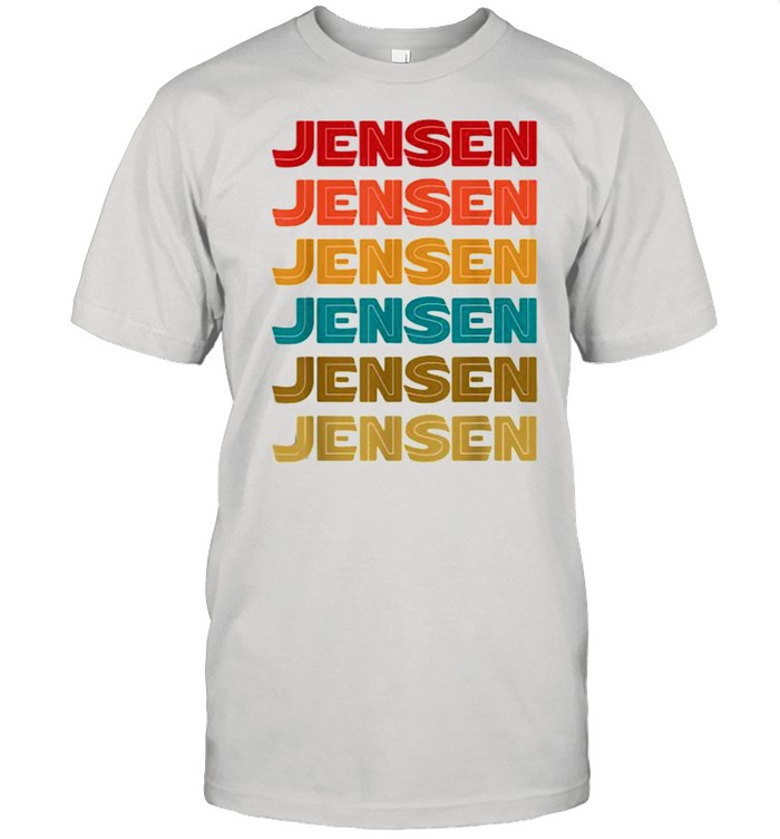 Jensen Name, Retro Given Name Colorful Inline Font T-Shirt