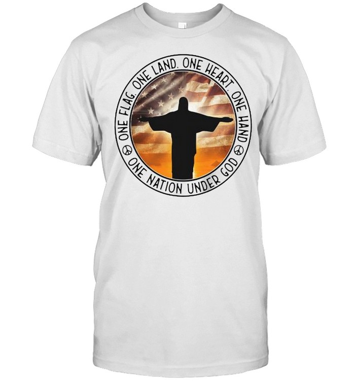Jesus American Flag One Flag One Land One Heart One Hand One Nation Under God T-Shirt