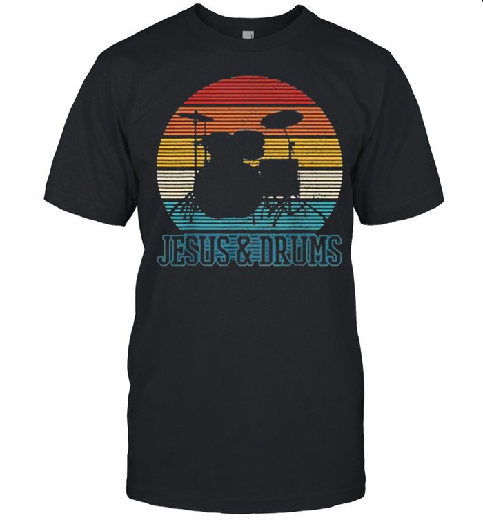 Jesus And Drums Vintage Retro T-Shirt