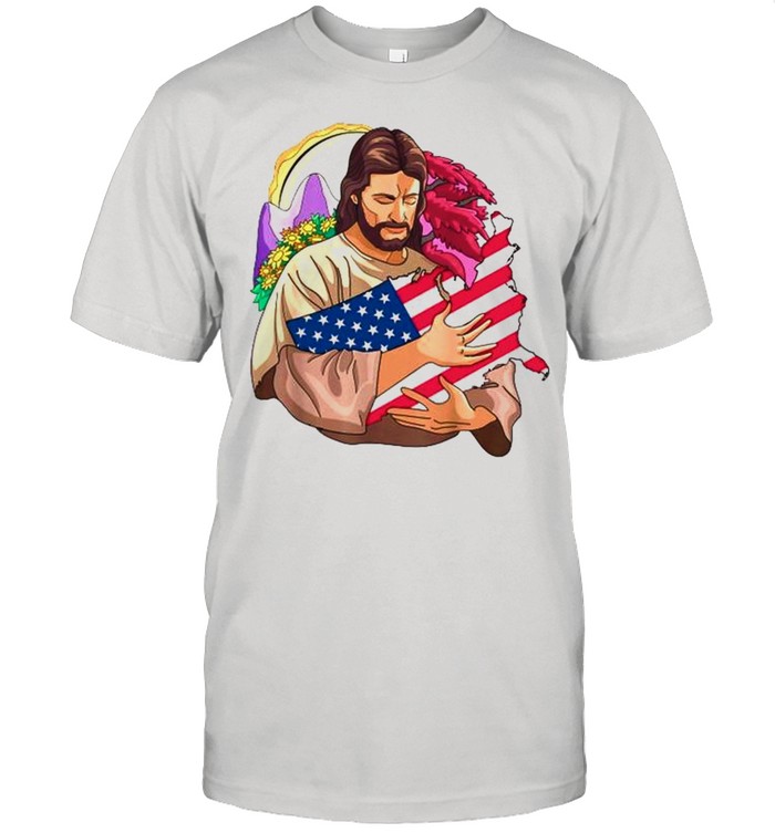 Jesus Christ Hug America Map T-Shirt Jesus Christ Hug America Map T-Shirt