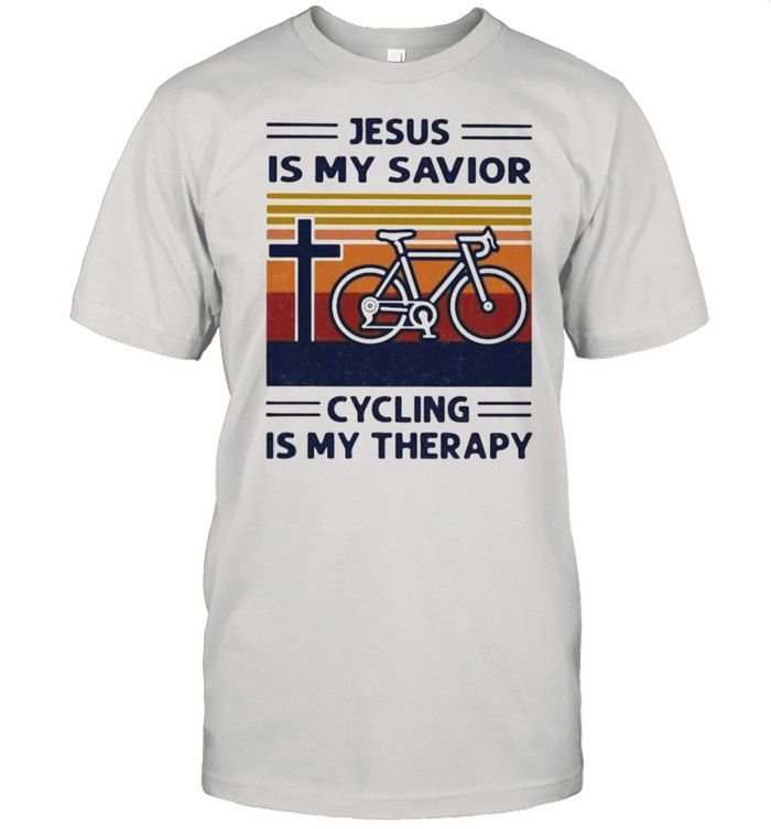 Jesus Is My Savior Cycling Is My Therapy Vintage T-Shirt