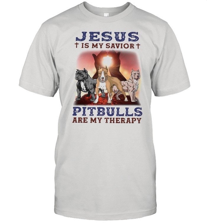 Jesus Is My Savior Pitbulls Are My Therapy Vintage T-Shirt