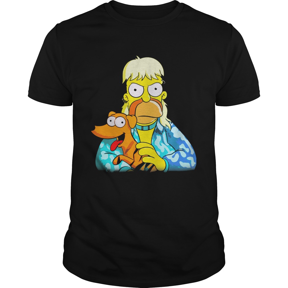 Joe Exotic Tiger King Bart Simpson Dog Santas Little Helper T-Shirt