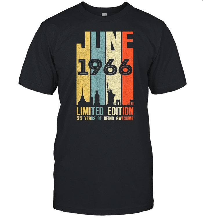 June 1966 55 Birthday 55 Year Old 1966 Birthday Vintage T-Shirt