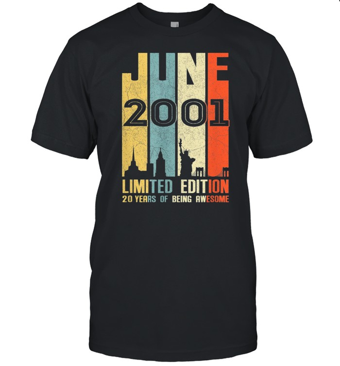 June 2001 20 Birthday 20 Year Old 2001 Birthday Vintage T-Shirt June 2001 20 Birthday 20 Year Old 2001 Birthday Vintage T-Shirt