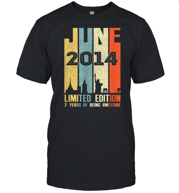 June 2014 7 Birthday 7 Year Old 2014 Birthday Vintage T-Shirt