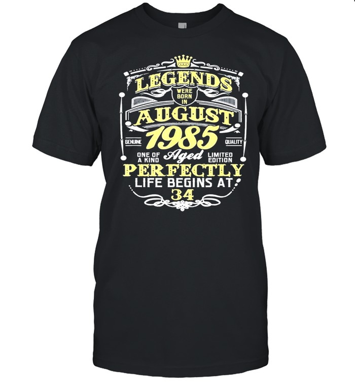 Legend Born August 1985 34Th Awesome Birthday Us 2021 T-Shirt