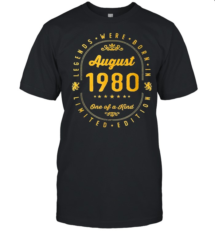 Legends Born In August 1980 41Th Birthday 41 Years Old Us 2021 T-Shirt