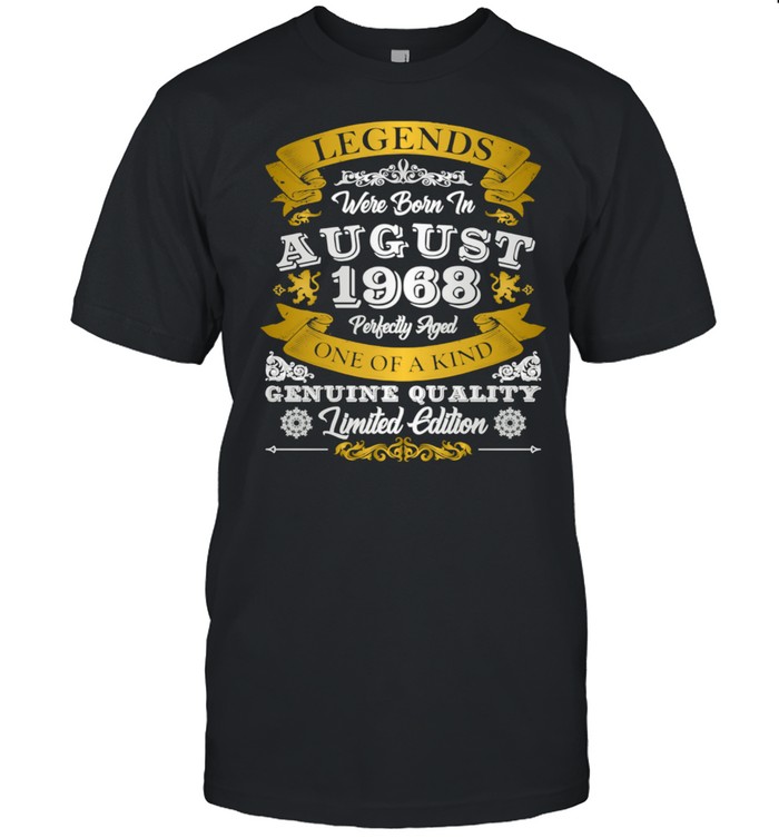 Legends Were Born In August 1968 Birthday Anniversary T-Shirt