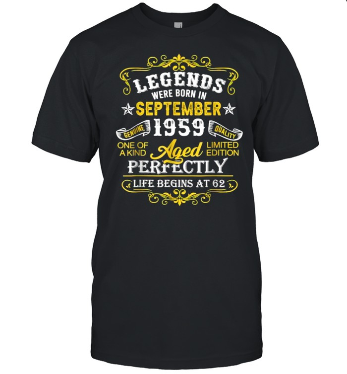 Legends Were Born In September 1959 62Nd Birthday T-Shirt