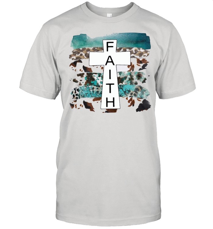 Leopard Cowhide Turquoise Faith Cross Christian Lover T-Shirt