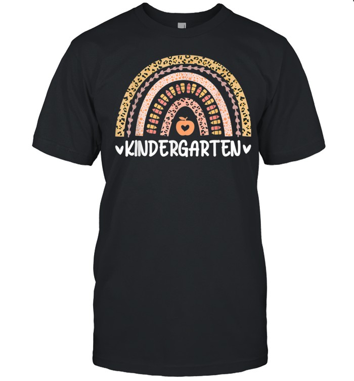 Leopard Rainbow Kindergarten Teacher First Day Of School T-Shirt