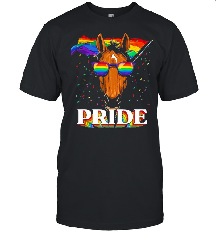 Lgbt Horse Gay Pride Lgbtq Rainbow Flag Sunglasses T-Shirt