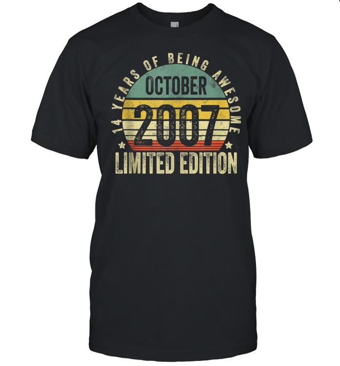 Limited Edition Awesome Since 2007 14Th Birthday Retro T-Shirt