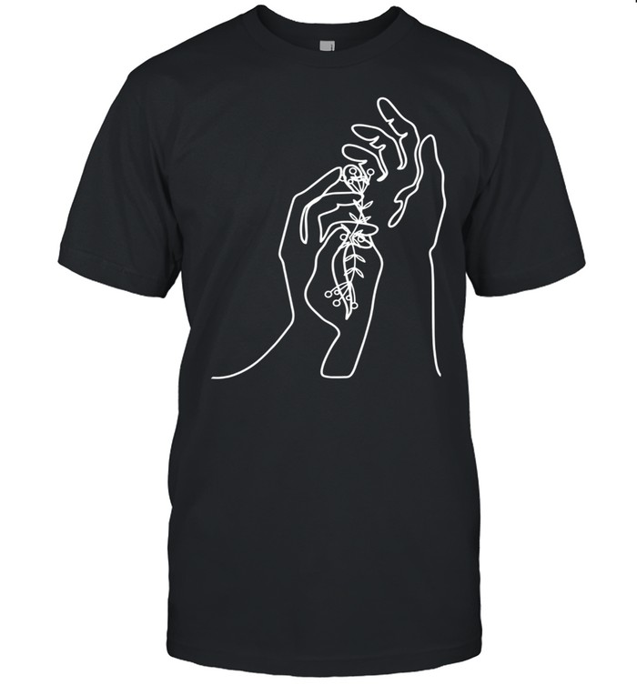 Line Art Hand Abstract Minimalist Drawing Cool Novelty T-Shirt