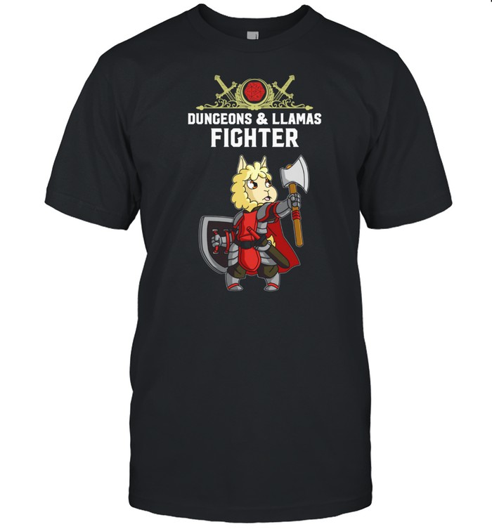 Llama Fighter Fantasy D20 Tabletop Rpg Roleplaying Gamer T-Shirt