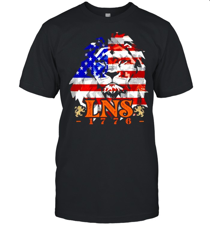 Lns 1776 Lion American Flag T-Shirt