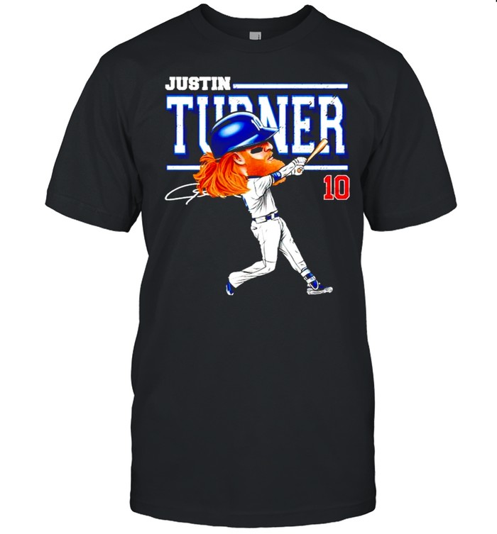 Los Angeles Baseball 10 Justin Turner Cartoon Signature T-Shirt