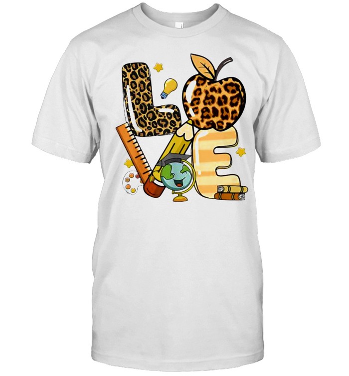 Love Back To School Apple Leopard T-Shirt Love Back To School Apple Leopard T-Shirt