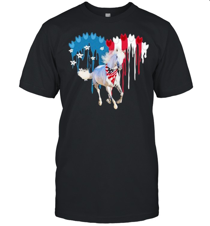 Love Heart American Flag Horse T-Shirt Love Heart American Flag Horse T-Shirt