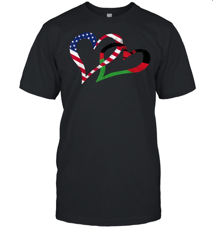 Love Heart Malawi African Usa Americans Flag Colors T-Shirt Love Heart Malawi African Usa Americans Flag Colors T-Shirt