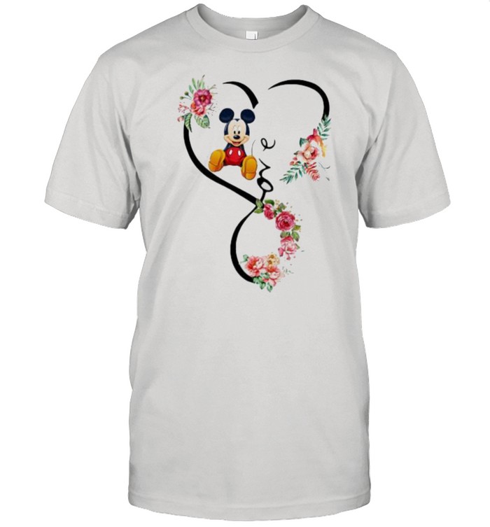 Love Mickey Mose Flower T-Shirt