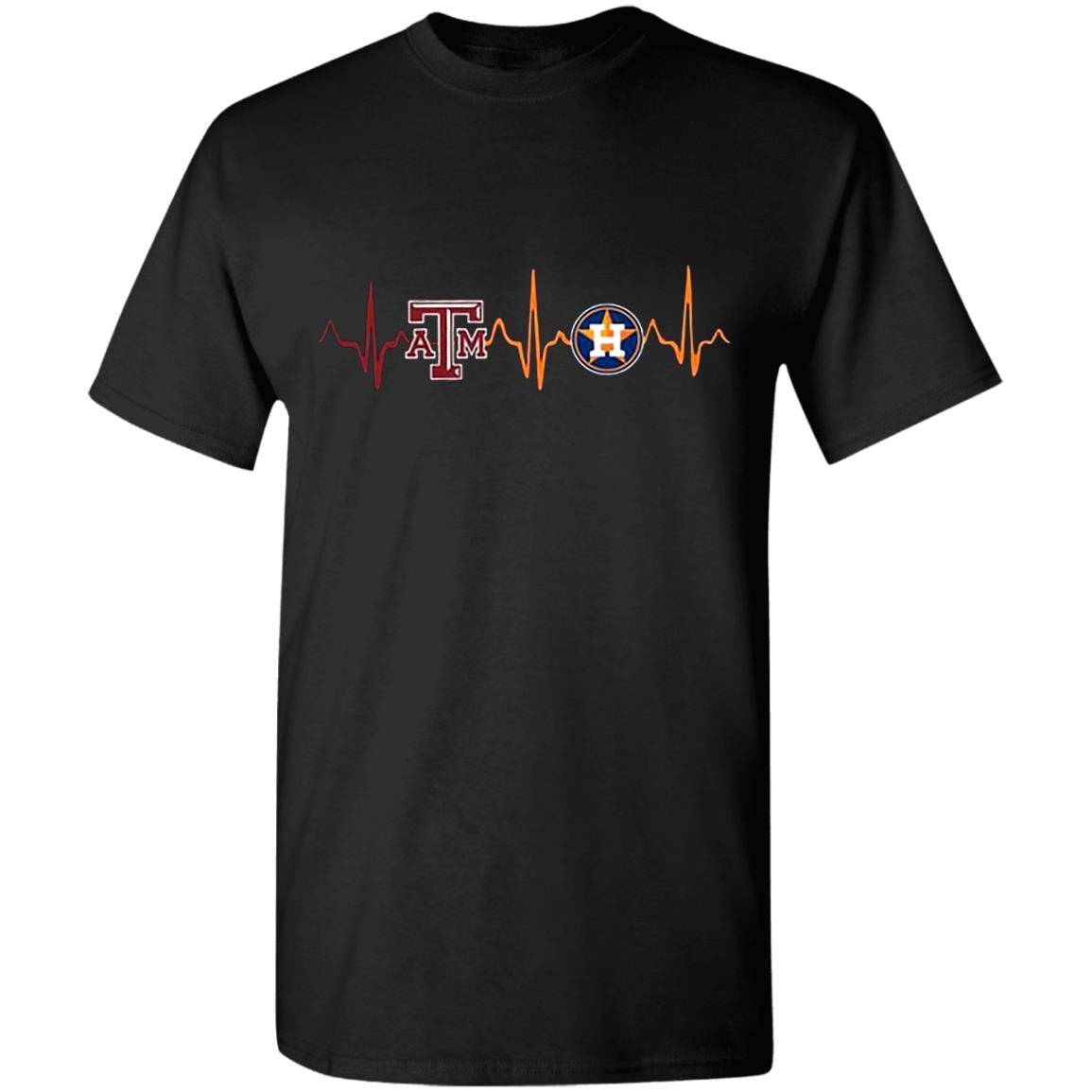 Love-Texas-Am-Rugby-Team-And-Houston-Astros-Baseball-Team-Heartbeat G500 Gildan 5.3 Oz. T-Shirt