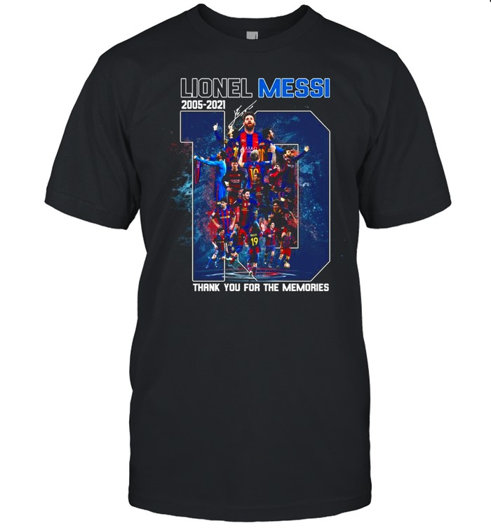 M10 16 Year Of Barcelona 2005 2021 Thank You For The Memories Signatures T-Shirt