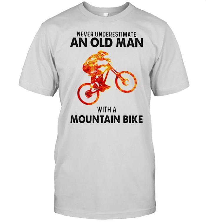 Never Underestimate An Old Man With A Mountain Bike Watercolor T-Shirt
